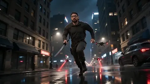 man (face, outfit, katana, tactical backpack), keep exact…
