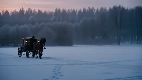 Зима, Россия, начало XIX века, сумерки, снежная безлюдная…