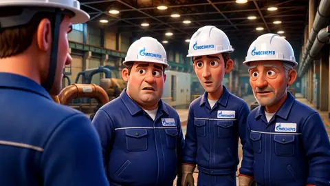 Three Mosenergo workers talking in the workshop. Keep the…