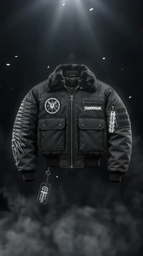 Use image 1 as the bomber version with black fur collar and…