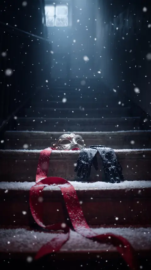 Edit this exact image. Add winter: soft large snowflakes drifting…